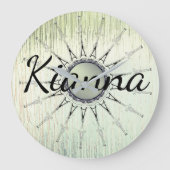 ヴィンテージマンダラオンミンティグラスパーソナライズされた ラージ壁時計 (正面)