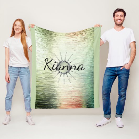 ヴィンテージマンダラグラデーションオングリーンパーソナライズされた フリースブランケット (インサイチュ)