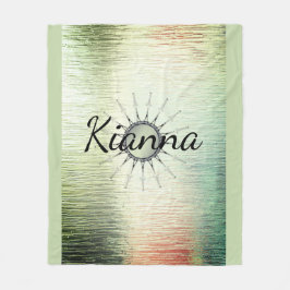 ヴィンテージマンダラグラデーションオングリーンパーソナライズされた フリースブランケット