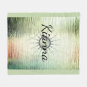 ヴィンテージマンダラグラデーションオングリーンパーソナライズされた フリースブランケット (正面(横))