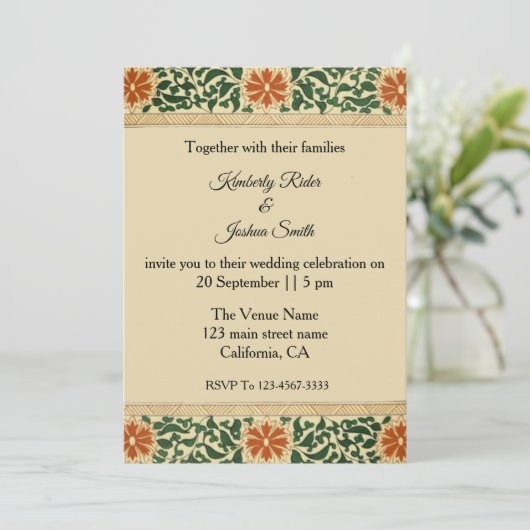 ヴィンテージマンダラフラワー結婚式招待状 招待状 (スタンド正面)