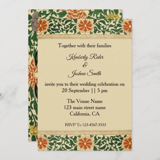 ヴィンテージマンダラフラワー結婚式招待状 招待状 (正面/裏面)