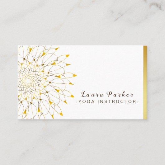 ヴィンテージマンダラ金ゴールドロータスフラワーヨガホリスティック 名刺 (正面)