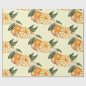 ヴィンテージマンダリンオレンジ柑橘類フルーツパターンクラフト ラッピングペーパー (フラット)
