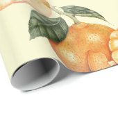 ヴィンテージマンダリンオレンジ柑橘類フルーツパターンクラフト ラッピングペーパー (ロールコーナー)