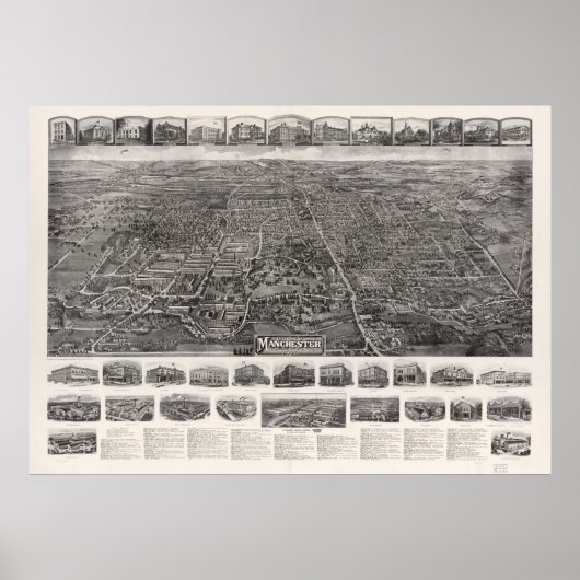ヴィンテージマンチェスターCTの絵図(1914年) ポスター (正面)