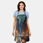 ヴィンテージマンハッタンニューヨークシティナイト絵を描ズ エプロン (着用した状態)