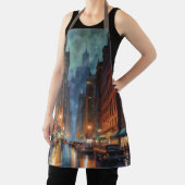 ヴィンテージマンハッタンニューヨークシティナイト絵を描ズ エプロン (インサイチュ)