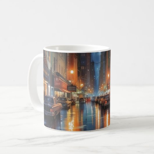 ヴィンテージマンハッタンニューヨークシティナイト絵を描ズ コーヒーマグカップ (正面左)