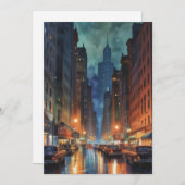 ヴィンテージマンハッタンニューヨークシティナイト絵を描ズ シーズンカード (正面/裏面)