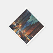 ヴィンテージマンハッタンニューヨークシティナイト絵を描ズ スタンダードカクテルナプキン (角)