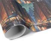 ヴィンテージマンハッタンニューヨークシティナイト絵を描ズ ラッピングペーパー (ロールコーナー)