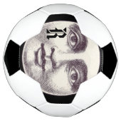 ヴィンテージマン満月顔白黒 サッカーボール (回転)