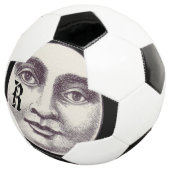 ヴィンテージマン満月顔白黒 サッカーボール (3/4)