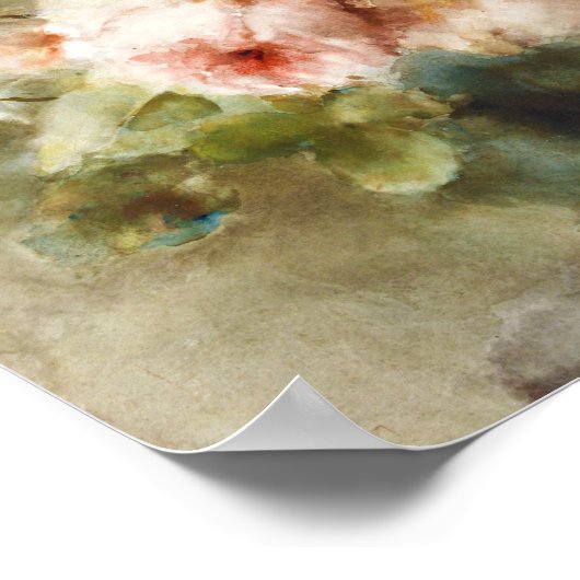 ヴィンテージマーガレタルーゼンブームバラ付きの花瓶 ポスター (角)