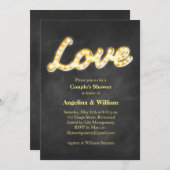 ヴィンテージマーキーライトカップルのシャワー招待状 招待状 (正面/裏面)