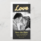 ヴィンテージマーキーライト日付の写真カードを保存 セーブザデート (正面/裏面)