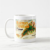 ヴィンテージマーサのブドウ園の地図と写カラフル真 コーヒーマグカップ (左)