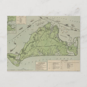 ヴィンテージマーサス・ビンヤードの地図(1913年) ポストカード