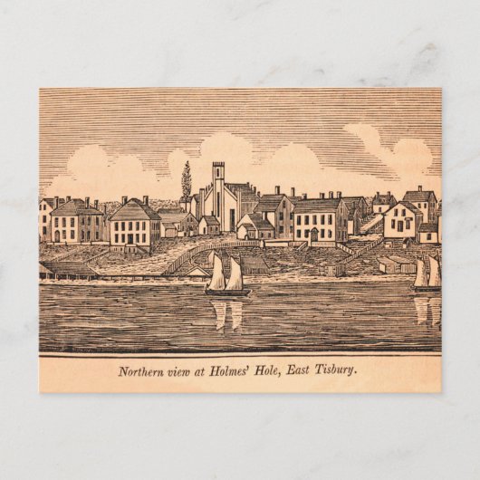 ヴィンテージマーサズヴィネヤードイラストレーションアットティスベリー ポストカード (正面)