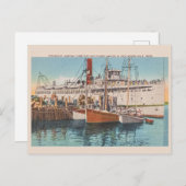 ヴィンテージマーサズヴィネヤードスチームボート&魚釣りピア ポストカード (正面/裏面)