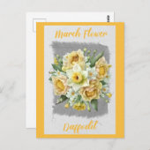 ヴィンテージマーチフラワーダフォディルフローラ ポストカード (正面/裏面)