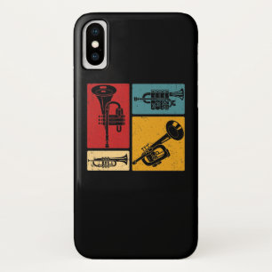 ヴィンテージマーチングバンドトランペットプレーヤレトロデザイン iPhone X ケース