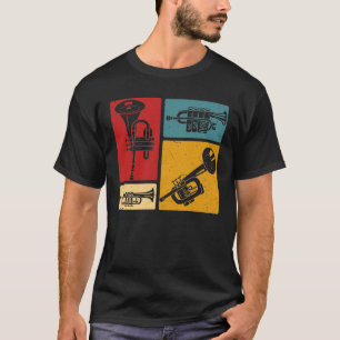 ヴィンテージマーチングバンドトランペットプレーヤレトロデザイン Tシャツ