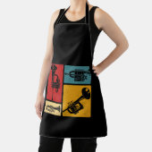 ヴィンテージマーチングバンドトランペットプレーヤーレトロデザイン エプロン (インサイチュ)