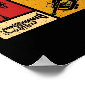 ヴィンテージマーチングバンドトランペットプレーヤーレトロデザイン ポスター (角)