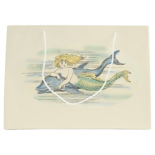 ヴィンテージマーメイドとドルフィ航海のンファンタジー ラージペーパーバッグ (正面)