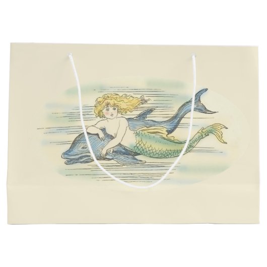 ヴィンテージマーメイドとドルフィ航海のンファンタジー ラージペーパーバッグ (裏面)