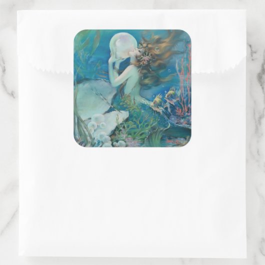 ヴィンテージマーメイドとパールステッカー スクエアシール (バッグ)