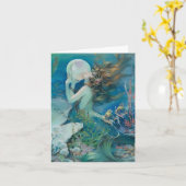 ヴィンテージマーメイドとパールノートカード カード (黄色い花)