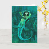 ヴィンテージマーメイドのグリーティングカード カード (黄色い花)