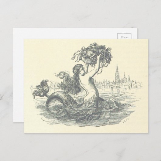 ヴィンテージマーメイドはがき ポストカード (正面/裏面)