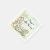 ヴィンテージマーメイドアンダーザシーハッピーバースデーパーティー スタンダードカクテルナプキン (角)
