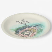 ヴィンテージマーメイドアンダーザシーハッピーバースデーパーティー ペーパープレート (アングル)