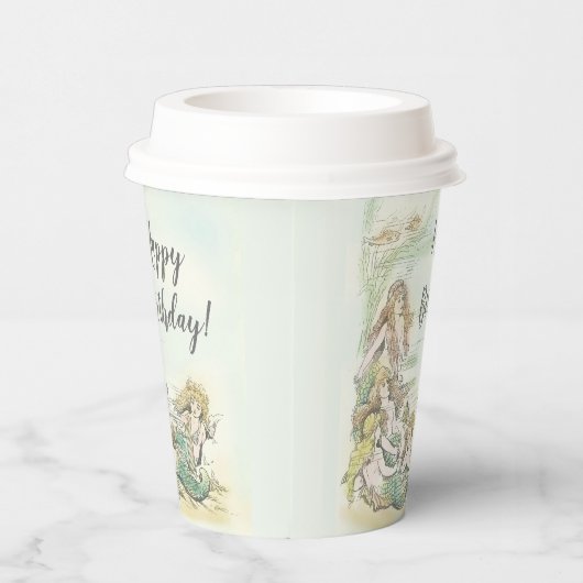 ヴィンテージマーメイドアンダーザシーハッピーバースデーパーティー 紙コップ (右)