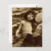 ヴィンテージマーメイドガールポストカードアート ポストカード (正面/裏面)