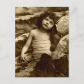 ヴィンテージマーメイドガールポストカードアート ポストカード (正面)