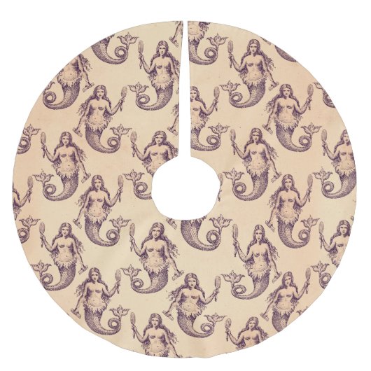 ヴィンテージマーメイドクリスマスホリデー ブラッシュドポリエステルツリースカート (正面)