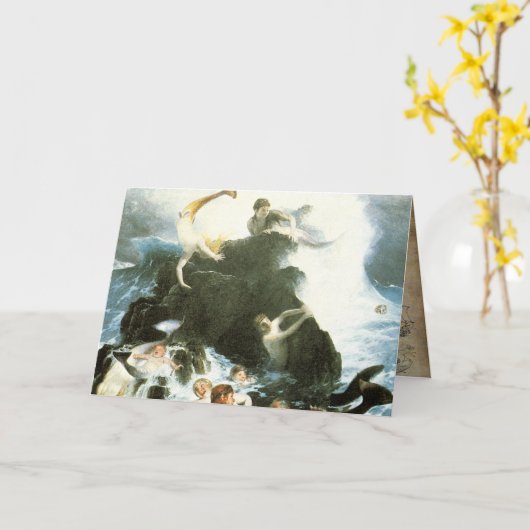 ヴィンテージマーメイドグリーティングカード カード (黄色い花)