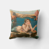 ヴィンテージマーメイドシーシェルビーチターコイズブルーレッド クッション (裏面)