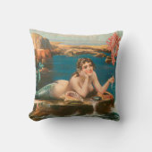 ヴィンテージマーメイドシーシェルビーチターコイズブルーレッド クッション (正面)