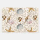 ヴィンテージマーメイドシーシェルビーチヒトデコパージュ  ラッピングペーパーシート (正面2)