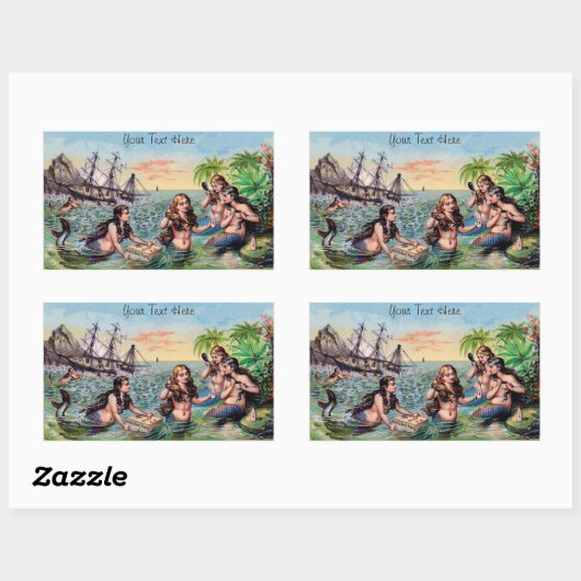 ヴィンテージマーメイドシール 長方形シール (シート)