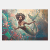 ヴィンテージマーメイドデカップデカップページング ラッピングペーパーシート (正面3)