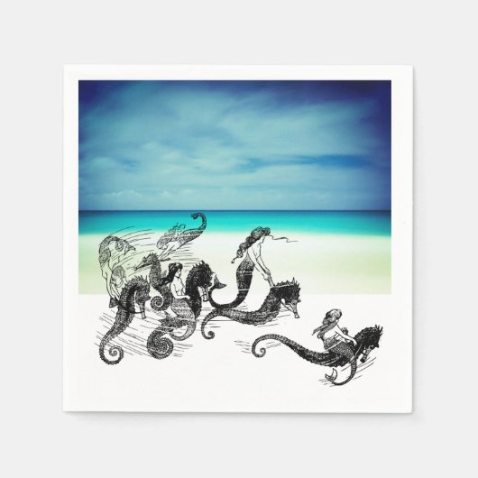 ヴィンテージマーメイドナプキン スタンダードカクテルナプキン (正面)