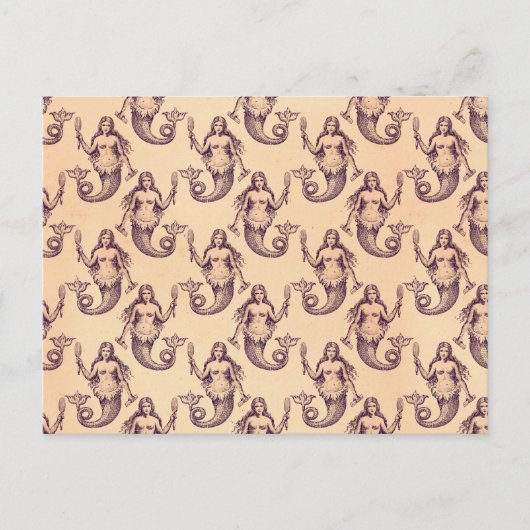 ヴィンテージマーメイドパターンプリント ポストカード (正面)